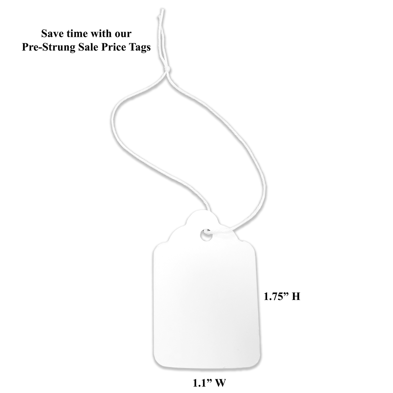 Fluorescent Neon Blank Strung Merchandise Pricing Tags with String, 5 Tags,  1.1 W x 1.75 H, 100 Pack 