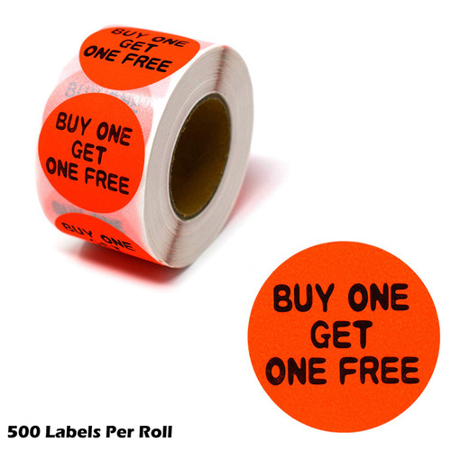 Buy One Get One FREE Fluorescent Orange Self Adhesive Label, 1.5