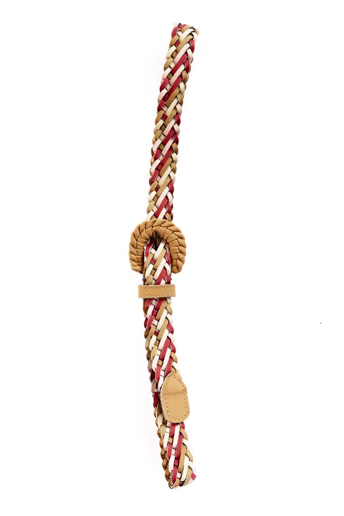 [Sample] Harper, tan leather woven belt