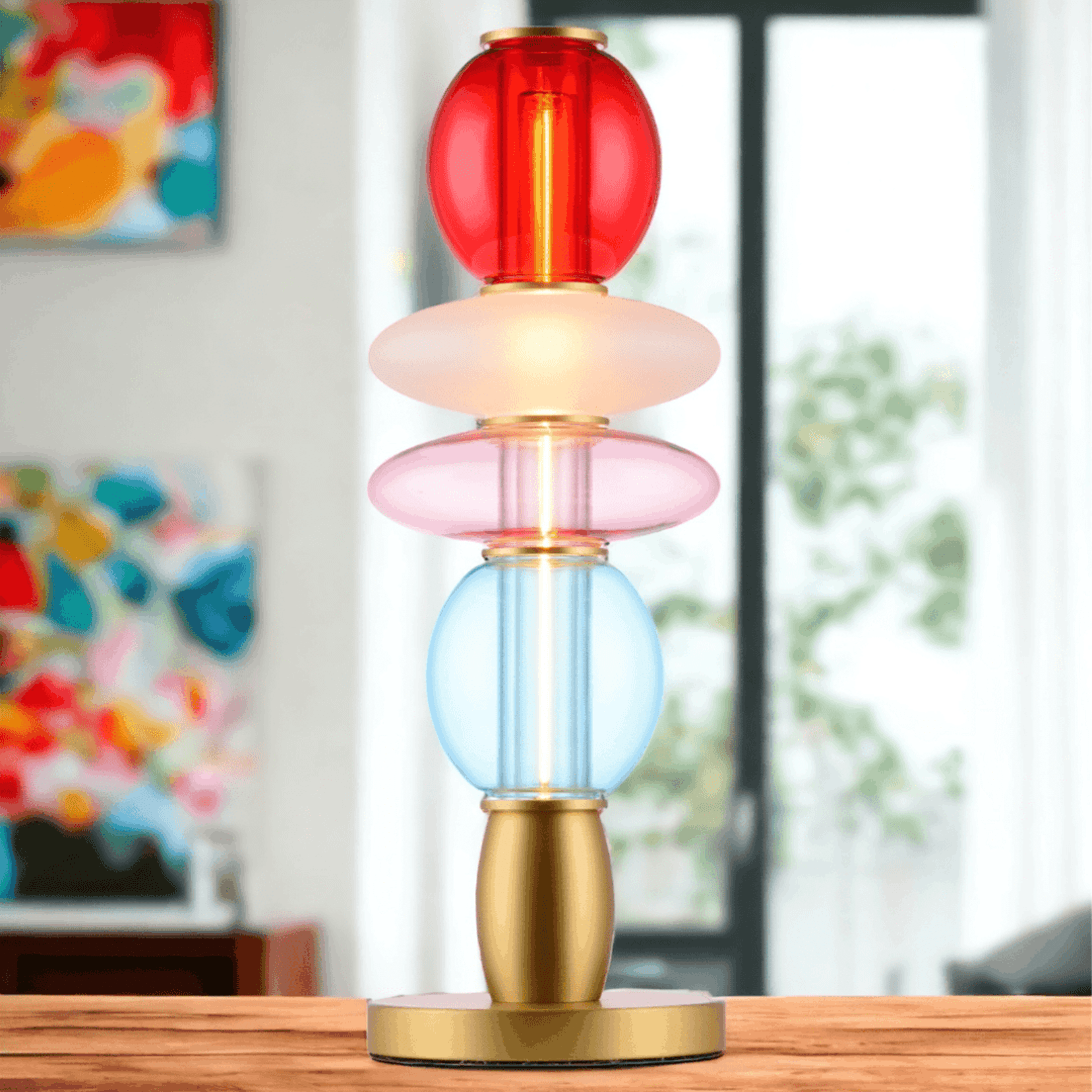 Léonor Lampe de table Rouge/Blanc/Rose/Bleu