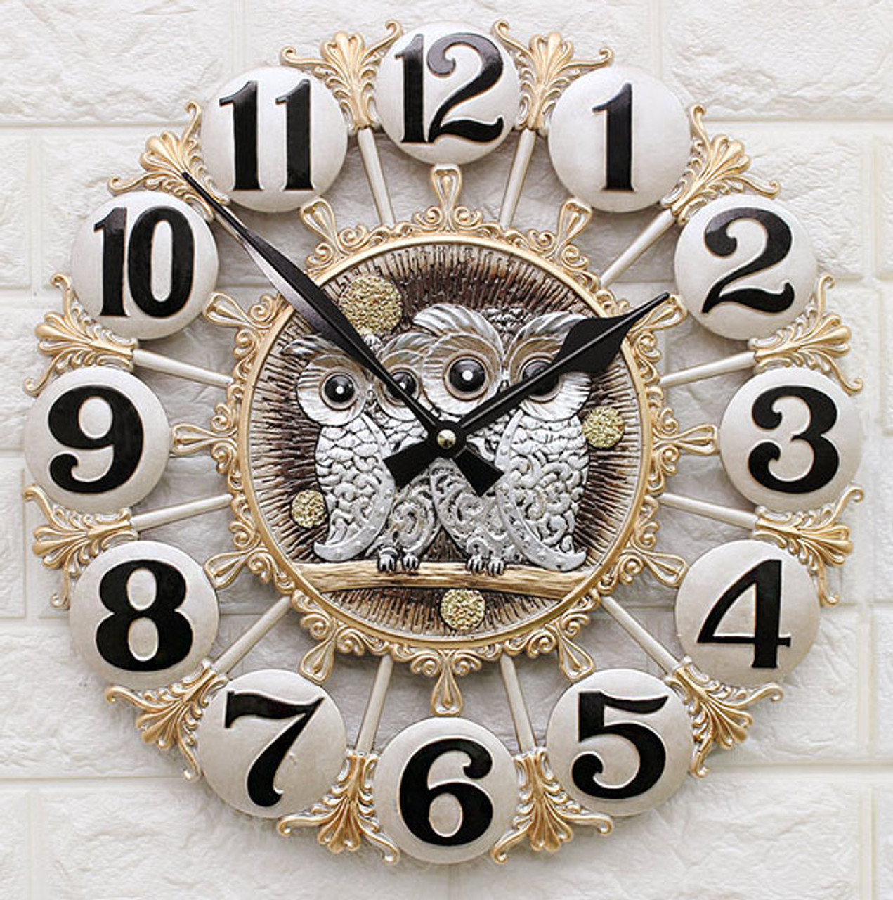 Hw15022019b Interior Wall Clock Owl Large Noiseless Clock Evintagelife