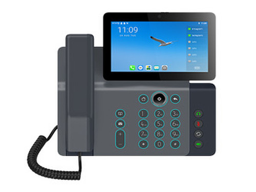 Smart Android Video Phone Android 9.0 OS 7'' 1024*600 adjustable color touch screen Integrated camera, H.264, 1080p 20 SIP Lines 112 one-touch DSS keys Dual gigabit, PoE, IPv4&IPv6 Built-in BT and WiFi 10-party conference call 3-party video conference call"