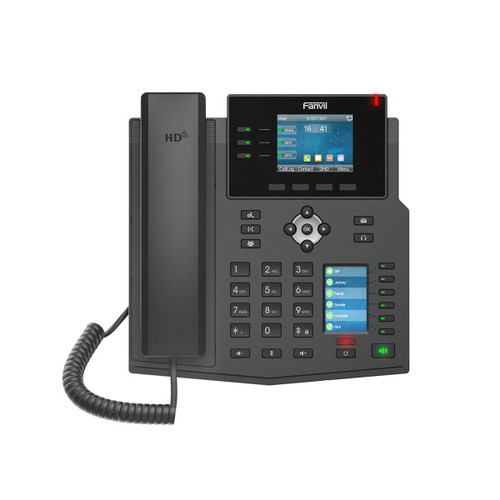 Fanvil 4U V2 2.8-inch color display for main screen, 2.1-inch color display for DSS screen 12 SIP lines 30 DSS Keys HD Voice with G.722 and Opus 10/100/1000Mbps PoE enabled Support EHS headset Support Bluetooth/Wifi via
Highlights 

DSS Key-mapping LCD – 6 DSS keys corresponded to the LCD
display to provide dynamic DSS/BLF functions up to five pages at
virtualized total 30 DSS keys.
Fast / Gigabit Ethernet – 10/100Mbps or 10/100/1000Mbps
Ethernet with POE enabled.