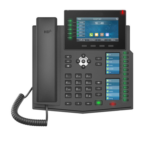 Business level IP phone, 4.3"(480x272) Color Display 20 SIP Lines (5 Line Keys) , Up to 60 DSS Keys, IPV4 & IPV6, POE & Gigabit Ethernet Video Preview, Built in Bluetooth, Wi-Fi Via USB Dongle. Harman Kardon Speaker, without PSU, G.722 & Opus