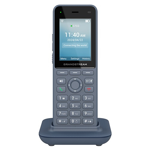 Dual-band Wi-Fi 6 with efficient antenna design and advanced roaming support
3 SIP accounts, 3 lines
HD voice & dual MIC design with AEC and Noise Shield Technology
Integrated Bluetooth to connect headsets
Rechargeable 3000mAh battery, 12-hour talk time, 240-hour standby
Configurable button for push-to-talk
Type C USB port (supports fast charging)
Accelerometer, emergency button (pending)