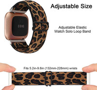 Adjustable Elastic Watch Band Compatible with Fitbit Versa/Versa 2/Versa Lite Special Edition for Women Men Nylon Stretchy Strap Wristband for Fitbit Versa Smart Watch (Brown Leopard)