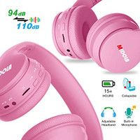 Headphones Bluetooth Wireless/Wired Kids Volume Limited 85 /110dB Over Ear  Foldable Protection Headset with AUX 3.5mm Mic for Boys Girls School Pad