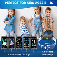 Inspiratek Kids Fitness Tracker for Kids Age 5-16 (5 Colors)?Waterproof Kids Fitness Watch?Kids Pedometer Watch?Watch for Kids?Step/Activity Tracker for Kids?Easy to Use Kids Tracker Watch (Blue)