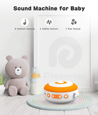 White Noise Machine - Dreamegg Baby Sleep Sound Machine, Portable Sound Machine for Sleep Travel, 11 Soothing Sounds, Night Light, Timer, Child Lock, USB Rechargeable Noise Machine for Nursery Gift