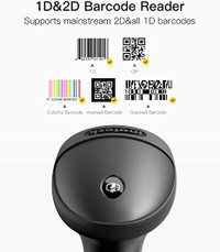 Inateck Barcode Scanner, 1D 2D USB Plug and Play, Read Barcode on Screen and GS1 Barcode, BCST-53