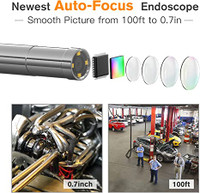 5MP Auto-Focus Endoscope, Teslong 3rd Generation USB Borescope with 5.0  Megapixel Inspection Camera, 16.5ft Waterproof Semi-Rigid Cable &  Adjustable