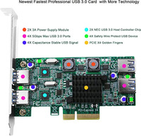 FebSmart 4 Port PCI Express (PCIe) Superspeed USB 3.0 Card Adapter,2 Dedicated 5Gbps Channels 10Gbps Total Banwidth,Build in Self-Powered Technology,No Need Additional Power Supply (FS-2C-U4-Pro)