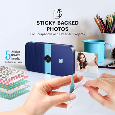 KODAK Printomatic Digital Instant Print Camera - Full Color Prints On ZINK  2x3 Sticky-Backed Photo Paper (Blue) Print Memories Instantly