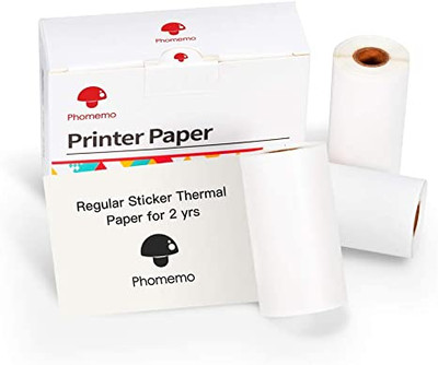 Phomemo White Self-Adhesive Thermal Paper, Glossy Printable Sticker Paper  for Phomemo M02/M02 Pro/M02S/M03 Bluetooth Pocket Mobile Printer, Black on  White, 50mm x 3.5m, Diameter 30mm, 3-Rolls - Blumaple LLP