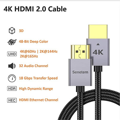 PowerBear 4K HDMI Cable 10 ft | High Speed Hdmi Cables, Braided Nylon &  Gold Connectors, 4K @ 60Hz, Ultra HD, 2K, 1080P, ARC & CL3 Rated | for  Laptop