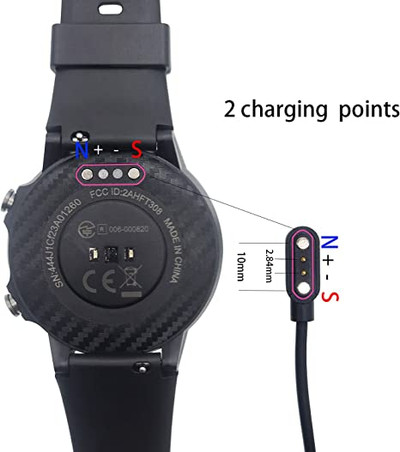 Universal 2 Pin Smart Watch 2.84mm USB Magnetic Charger Data Cable