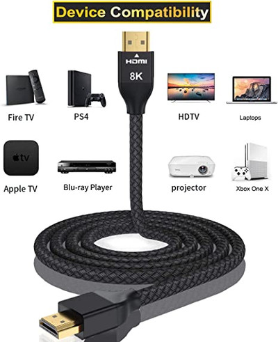 CableCreation 8K 60Hz HDMI Cable 10 ft, Braided eARC HDMI Cable 4K 120Hz  for MacBook, PS5, Xbox , Roku 