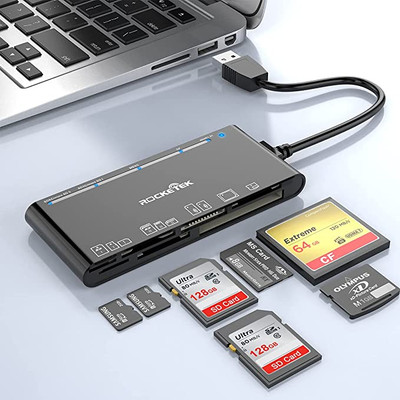 USB C USB3.0 Multi Card Reader Hub, SD/XD/TF/CF/MS Card Slot with 3 USB3.0,  8 in 2 Memory Card Reader/Adapter/Hub for SD SDXC SDHC CF CFI XD MS TF