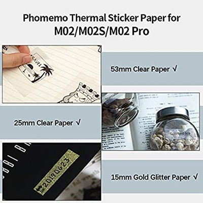 Phomemo White Self-Adhesive Thermal Paper, Glossy Printable Sticker Paper  for Phomemo M02/M02 Pro/M02S/M03 Bluetooth Pocket Mobile Printer, Black on  White, 50mm x 3.5m, Diameter 30mm, 3-Rolls - Blumaple LLP