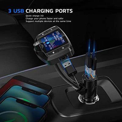 Bluetooth Fm Transmitter In-car Wireless Radio Adapter Aux In/out Sd/tf  Card Usb Charger For All Smartphones Audio Players