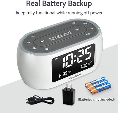 Digital Clock with Nap Timer, Snooze, Battery Powered and USB