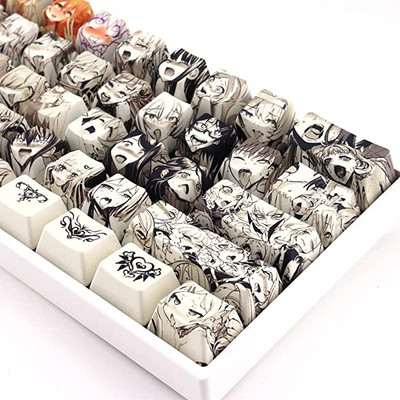 Pbt 71 Key Ahegao Keycap Dye Sublimation Oem Profile Japanese Anime Keycap  For Cherry Gateron Kailh Switch Gk61 Gk64 Mechanical Keyboard  Fruugo IN