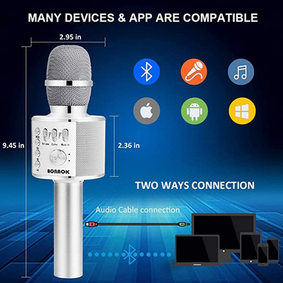 BONAOK Wireless Bluetooth Karaoke Microphone,3-in-1 Portable