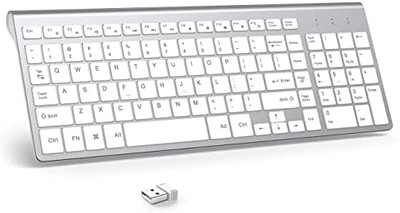 Wireless Keyboard and Mouse Combo, Superbcco 2.4GHz USB Cordless Computer  Keyboard with Numeric Keypad, Quiet Click, Round Keys, Slim for