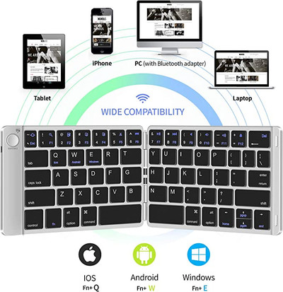 Samsers Foldable Bluetooth Keyboard with Touchpad Portable Wireless  Keyboard with Stand Holder, Rechargeable Full Size Ultra Slim Pocket  Folding