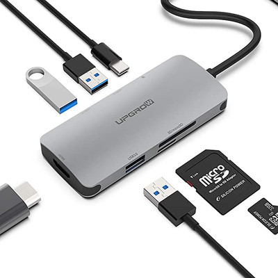  USB C HUB, USB C Adapter 6 in 1 with USB 3.0, 4K-HDMI, USB C  Connection/PD, SD/TF Card Reader, Docking Station Compatible with MacBook  Pro/Air Laptop and Other Type C Devices 
