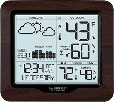 La Crosse Technology 308-1414W Wireless Atomic Digital Color Forecast  Station with Alerts, White