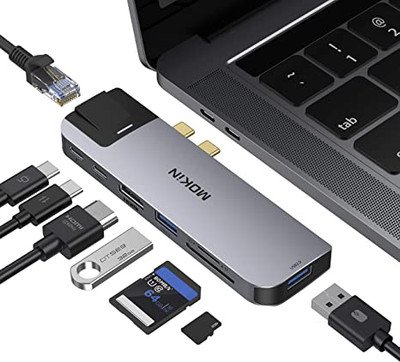 USB C Hub HDMI Adapter for MacBook Pro 2019/2018/2017, MOKiN 5 in 1 Dongle  USB-C to HDMI, Sd/TF Card Reader and 2 Ports USB 3.0