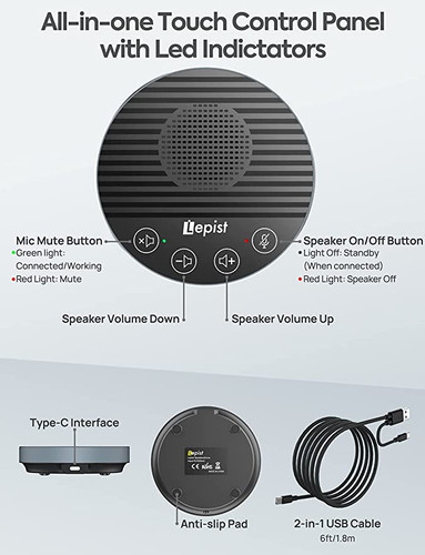 Conference USB Microphone, ANSTEN Omnidirectional Condenser PC Mic Pick Up  Voice 10ft,Ideal for Video Conferencing Recording, Skype, Online Class