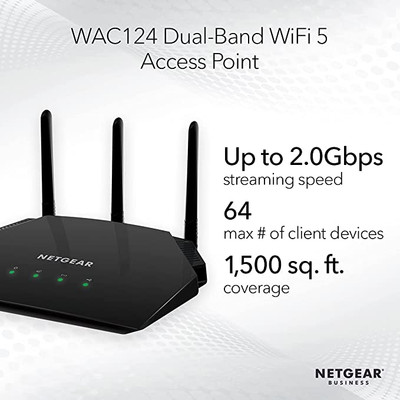 NETGEAR WiFi 6 Access Point (WAX214) - Dual-Band PoE Access Point AX1800  Wireless Speed, 1 x 1G Ethernet PoE Port, Up to 128 Devices, 802.11ax, WPA3 Security