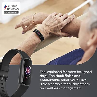  Fitbit Luxe-Fitness and Wellness-Tracker with Stress  Management, Sleep-Tracking and 24/7 Heart Rate, Black/Graphite, One Size (S  & L Bands Included) : Sports & Outdoors