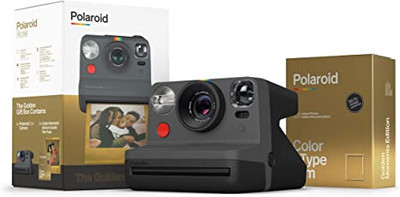 Polaroid Now Black I-Type Instant Camera - Golden Gift Box Camera