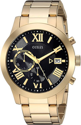 Amazon.com: GUESS Stainless Steel + Gold-Tone Crystal Embellished Bracelet  Watch with Day, Date + 24 Hour Military/Int'l Time. Color: Silver +  Gold-Tone (Model: U0799G4) : Clothing, Shoes & Jewelry