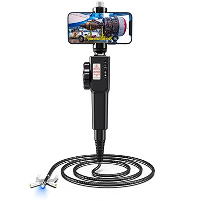 Borescope Inspection Camera,Articulating Endoscope for iPhone,Two-Way 180°  Articulating Probe,Flexible Snake Scope,8 Adjustable LED Lights,Temperature  Control for Android Smartphone(3.2ft?0.33'' Lens) - Blumaple LLP