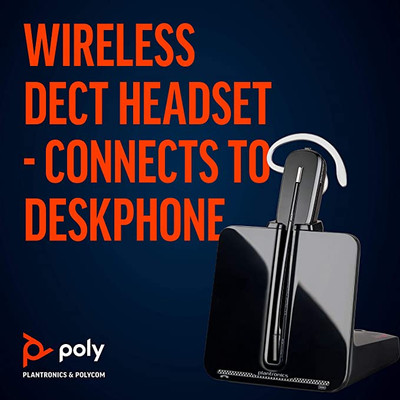 Plantronics - CS540 Wireless DECT Headset (Poly) - Single Ear (Mono) Convertible (3 wearing styles) - Connects to Desk Phone - Noise Canceling Microphone - Blumaple LLP
