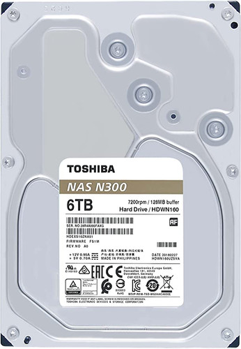  Toshiba N300 6TB NAS 3.5-Inch Internal Hard Drive - CMR SATA 6  GB/s 7200 RPM 128 MB Cache - HDWN160XZSTA : Electronics