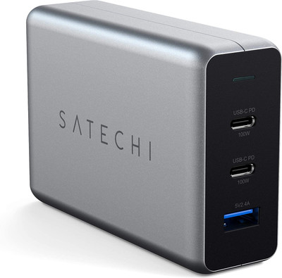 Satechi 100W USB-C PD Compact GaN Charger – Powerful GaN Tech – Compatible with 2021 MacBook Pro M1, 2020 MacBook Air M1, 2021 iPad Pro, iPhone 13 Pro Max/13 Pro/13 Mini/13
