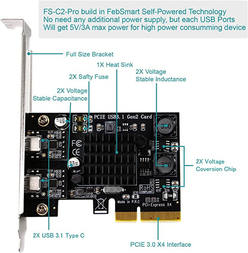 FebSmart PCIE to 6-Ports SATA 3.0 6Gbps Max Speed Expansion Card