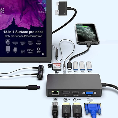 Surface Pro 9 Accessories, Surface Pro 9 Docking Station with 4K HDMI, USB  C Thunerbolt 4 (Display+PD Charging+Data),100 Mbps LAN, 3.5mm Audio, 2 USB