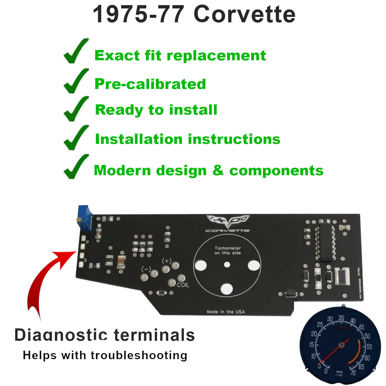 1975-1977 Corvette Tachometer Circuit Board