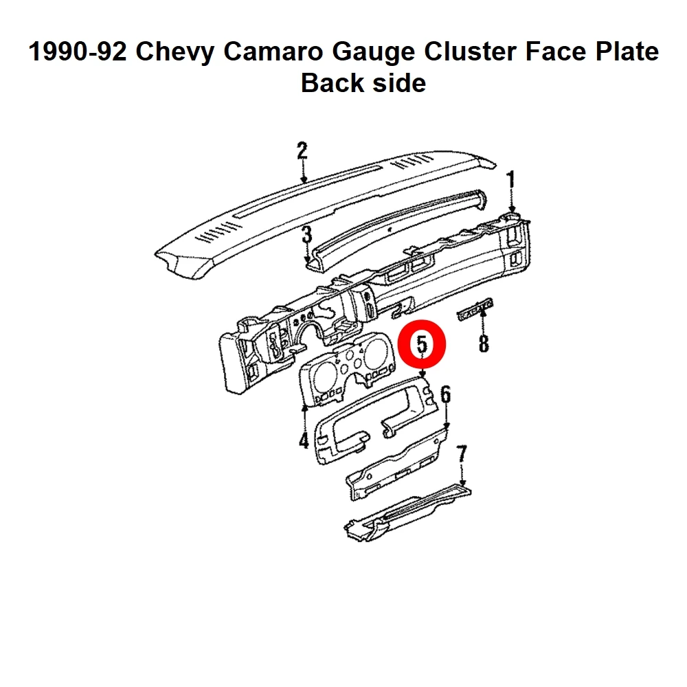 1990-92 Camaro Dash Panel parts diagram