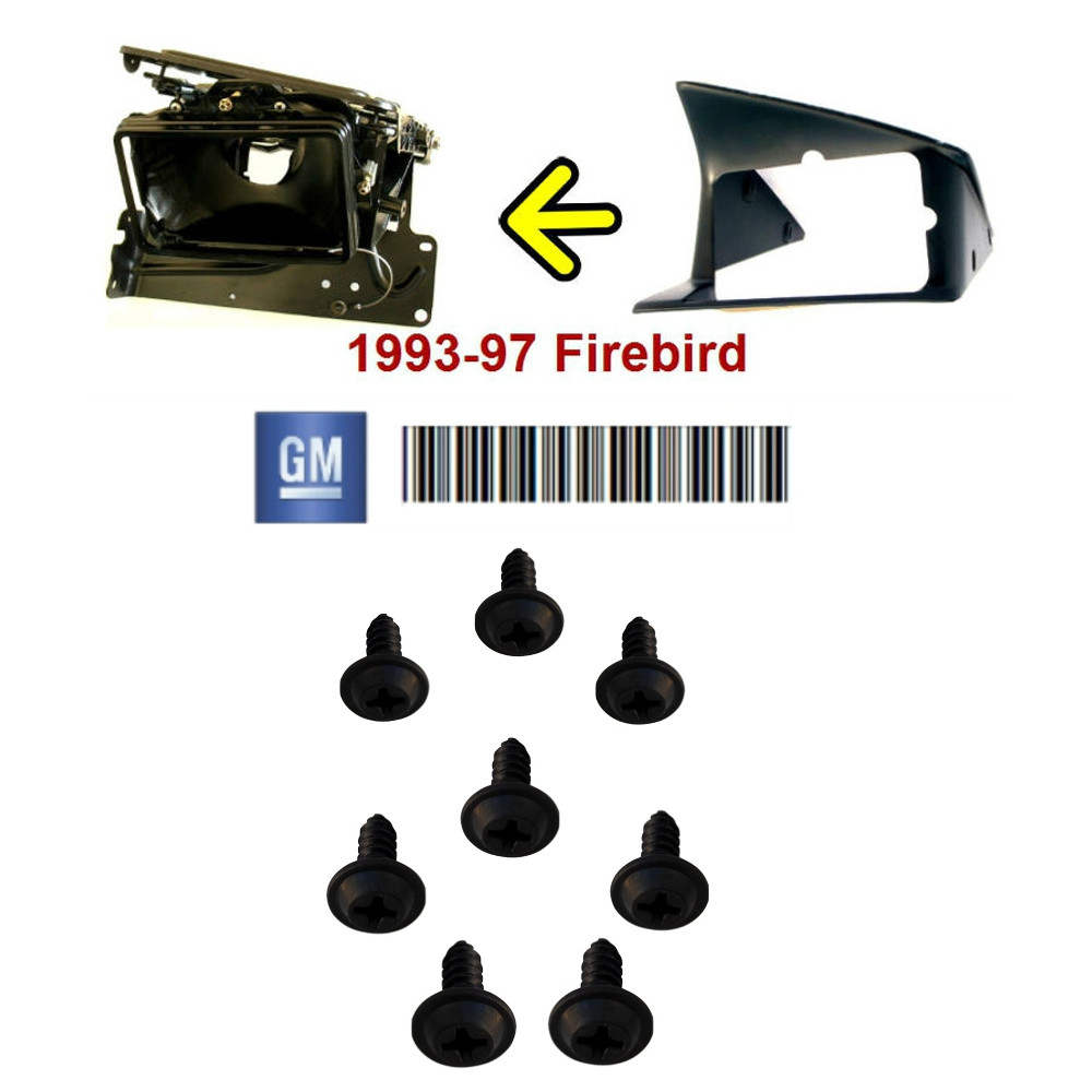 1993-2002 Firebird Headlight Bezel GM Mounting Screw Set - diagram