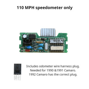 Refurbished 110MPH speedometer circuit board for 1990–92 Chevy Camaro with included odometer plug and core return option. Refurbished 110MPH speedometer circuit board for 1990–92 Chevy Camaro with included odometer plug and core return option.