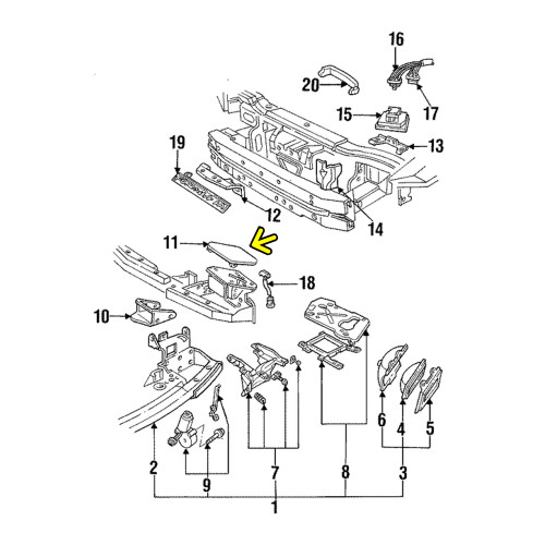 1993-97 Firebird Headlight Cover Door Driver side location diagram