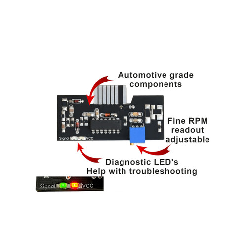 Camaro tach PCB with diagnostic LEDs close-up