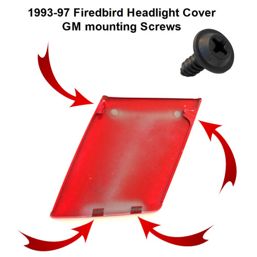 1993-1997 Firebird Headlight Cover GM Mounting Screw Set location diagram